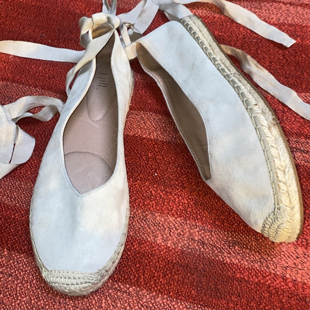 J. JILL SUEDE ESPADRILLES ANKLE WRAP SIZE 10 NEW WITHOUT BOX TAN
